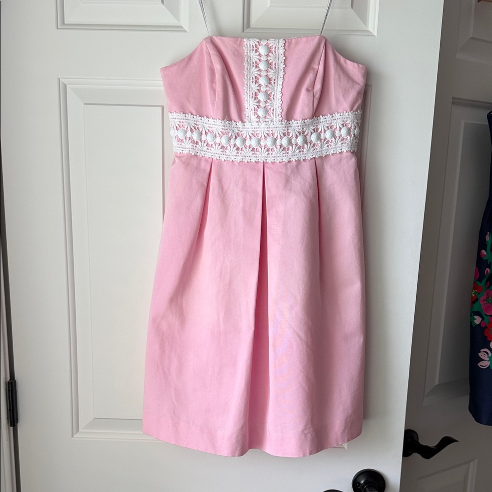 Lilly Pulitzer Pink Lace-Trim Mini Dress - Picture 6 of 6